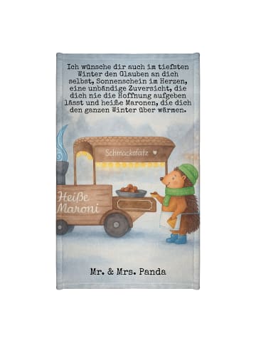 Mr. & Mrs. Panda Gästehandtuch Igel Maronen Design mit Spruch in Weiß