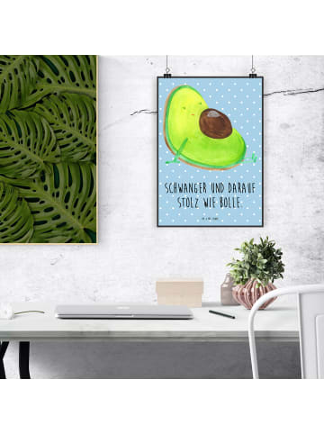 Mr. & Mrs. Panda Bild Avocado Schwangerschaft mit Spruch in Blau Pastell
