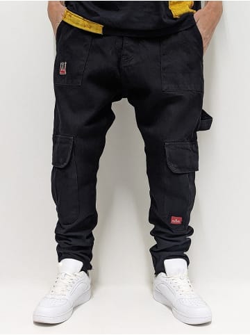 DADA Cargo Baggy Denim Jeans mit Logo Stitching Worker in Schwarz