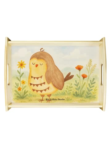 Mr. & Mrs. Panda Tablett Eule Zufrieden Design ohne Spruch in Weiß