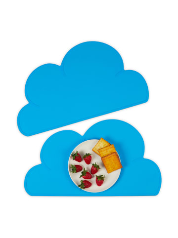 relaxdays 2 x Platzdeckchen "Wolke" in Blau - (B)47,5 x (T)26,5 cm