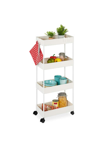 relaxdays Rollwagen in Weiß - (B)40 x (H)93 x (T)22 cm
