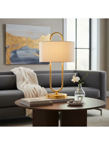relaxdays Tischlampe in Weiß/ Gold - (H)55 x Ø 30,5 cm