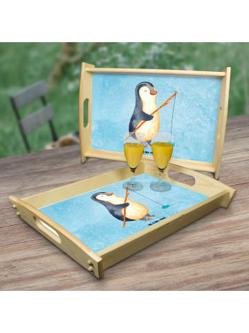 Mr. & Mrs. Panda Servier Tablett Pinguin Angler ohne Spruch in Eisblau
