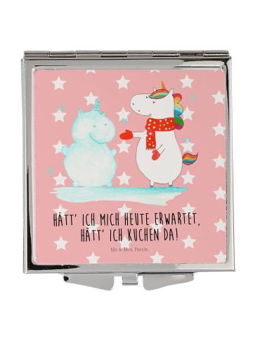 Mr. & Mrs. Panda Frauenspiegel Einhorn Schneemann mit Spruch in Rot Pastell