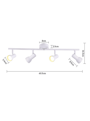 ZMH Deckenleuchte in Weiß 4-flammige GU10 Modern Metall Flurlampe