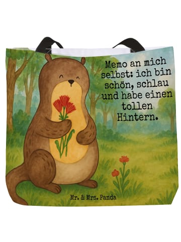 Mr. & Mrs. Panda Shopper Otter Blumenstrauß Design mit Spruch in Weiß