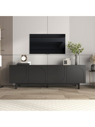 ABRIHOME TV-Schrank in Schwarz mit viel Stauraum und verstellbaren Einlegeböden