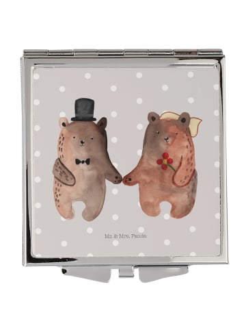 Mr. & Mrs. Panda Handspiegel Bär Heirat ohne Spruch in Grau Pastell