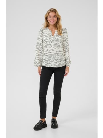 Kaffe Langarm-Bluse KArita Regular fit in Chalk w. Black Deep Graphic