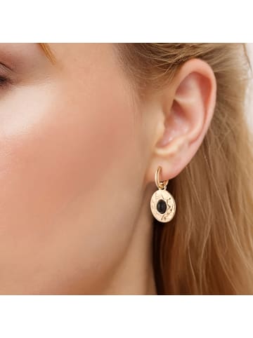 Yokoamii Creolen aus Metall-Legierung mit Achat in gelbgold