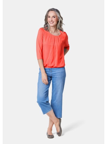 GOLDNER Kurzgröße:  Chiffon-Shirt mit 3/4-Arm, Rundhals in papaya