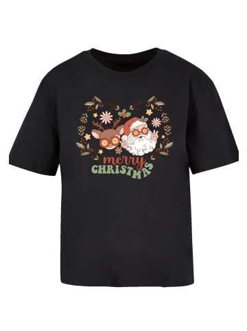 F4NT4STIC Tee Weihnachten Hippie Santa And Reindeer in schwarz