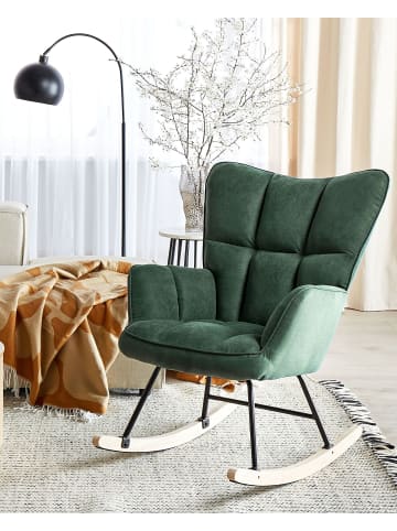 Beliani Schaukelsessel OULU in Grün/Schwarz/Braun - (W) 71 x (H) 104 x (L) 83 cm