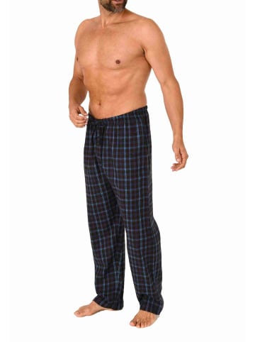 NORMANN Flanell Schlafanzug Pyjama Hose lang Karo Baumwolle - 70792 in schwarz