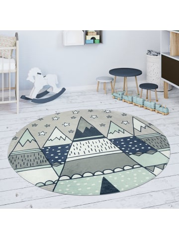 KADIMA DESIGN Kinderteppich waschmaschinenwaschbar Berge Kinderzimmer in Grau