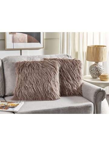 Beliani 2er-Set Dekokissen COROKIA in Beige