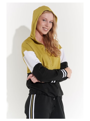 Vestino Hoodie in schwarz/creme/senf