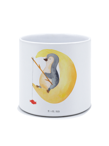 Mr. & Mrs. Panda Blumenkübel Pinguin Mond ohne Spruch in Weiß