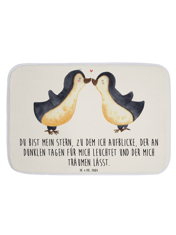 Mr. & Mrs. Panda Badematte Pinguin Liebe mit Spruch in Weiß