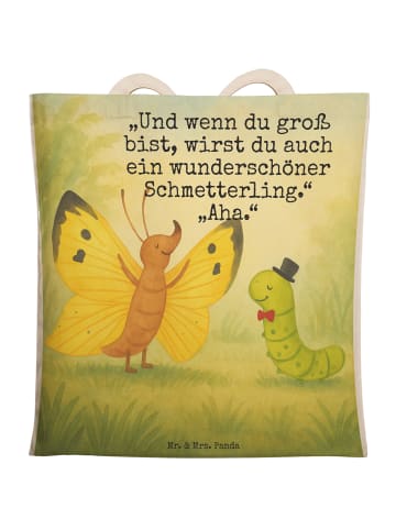 Mr. & Mrs. Panda Tote Bag Raupe Schmetterling Design mit Spruch in Weiß