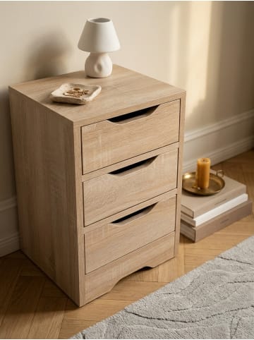 KADIMA DESIGN Nachtkonsole WL5.705 31x49x31 cm mit 3 Schubladen, Braune in Sonoma