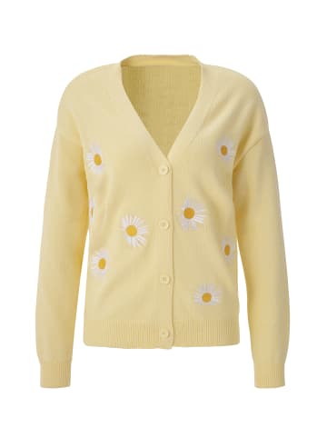 Aniston CASUAL Strickjacke in hellgelb-weiß-gelb