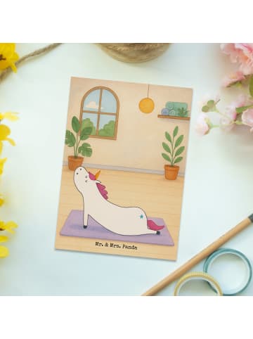 Mr. & Mrs. Panda Postkarte Einhorn Yoga Design ohne Spruch in Weiß