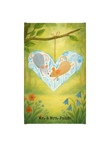 Mr. & Mrs. Panda Handtuch Klein Mäuse Herz Design ohne Spruch in Weiß
