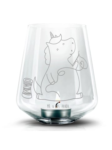 Mr. & Mrs. Panda Glas Windlicht Einhorn Näherin ohne Spruch in Transparent
