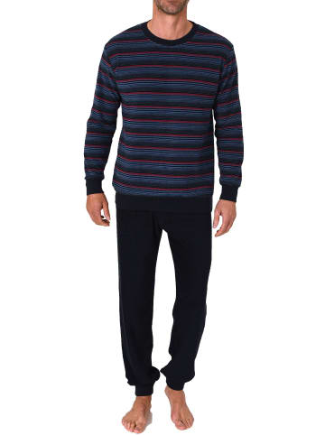 NORMANN langarm Frottee Schlafanzug Pyjama Bündchen - 82306 in marine