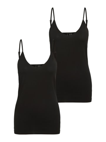 Vero Moda Basic Tank Top 2-er Stück Pack Spaghettiträger Shirt VMMAXI in Schwarz-3