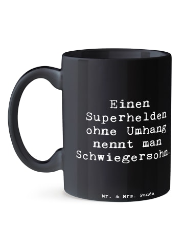 Mr. & Mrs. Panda Kaffeebecher Spruch Held Schwiegersohn mit Spruch in Schwarz