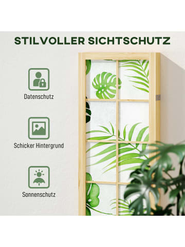 HOMCOM Paravent-160L x 1,8B x 170H cm-Naturholz+Grün