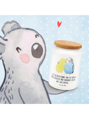 Mr. & Mrs. Panda Kaffeedose Wellensittich Liebe mit Spruch in Weiß