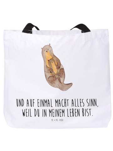 Mr. & Mrs. Panda Tote Bag Otter Kind mit Spruch in Weiß