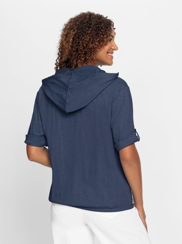 WITT WEIDEN Kapuzen-Shirt in dunkelblau-ecru-bedruckt