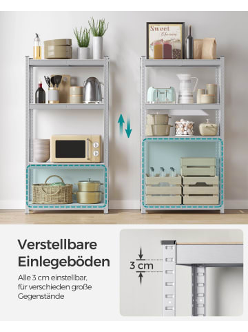 SONGMICS 2er-Set: Standregal Cozory in Silbern Hellbraun - (B)80 x (H)160 x (T)40 cm