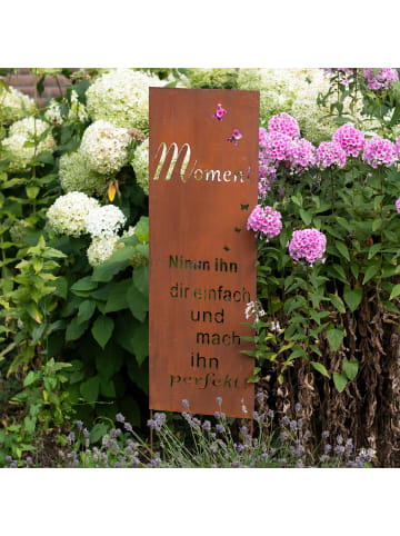 UNUS Gartenschild Rost Moment Spruch in Braun