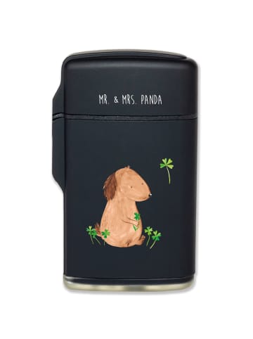 Mr. & Mrs. Panda Feuerzeug Hund Kleeblatt ohne Spruch in Schwarz