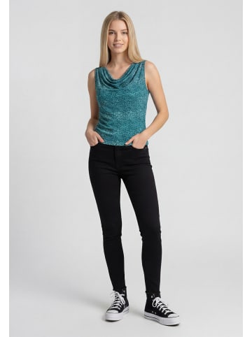 myMo Women Top in aqua black