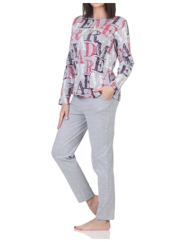 NORMANN Langarm Schlafanzug Pyjama - 84790 in grau