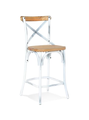 KADIMA DESIGN Barhocker Vintage-Stil, Rückenlehne, Sitzhöhe 65 cm in Braun-Weiß