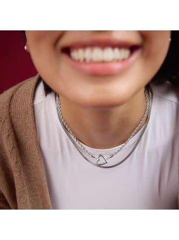Noelani Kette mit Anhänger Edelstahl, IP silber in Silber
