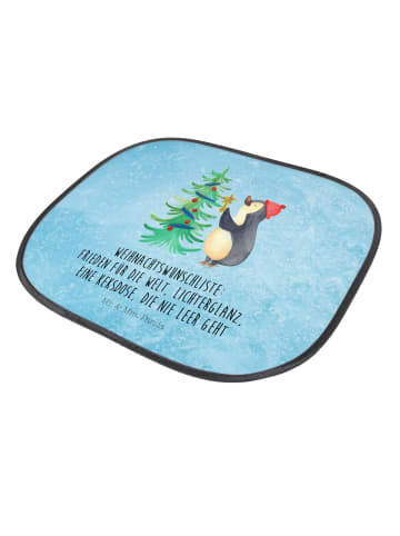 Mr. & Mrs. Panda Auto Sichtschutz Pinguin Weihnachtsbaum mit Spruch in Eisblau