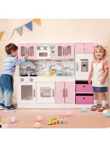 COSTWAY Kinderküche inkl. 22 Zubehörteilen in Rosa
