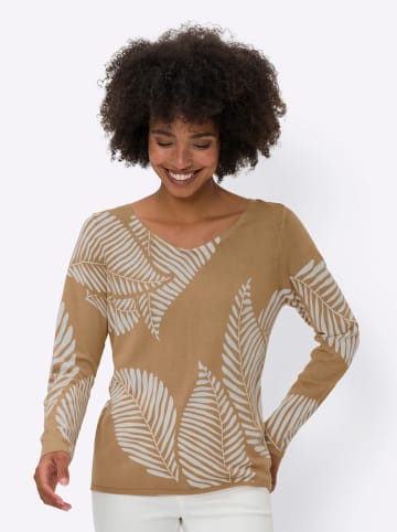 Heine Feinstrickpullover in camel-ecru-gemustert
