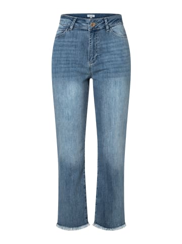More & More coole, verkürzte Jeans, Fransensaum in blue denim