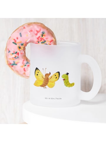 Mr. & Mrs. Panda Teetasse Glas Raupe Schmetterling ohne Spruch in Transparent