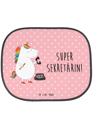 Mr. & Mrs. Panda Auto Sonnenblende Einhorn Sekretärin mit Spruch in Rot Pastell